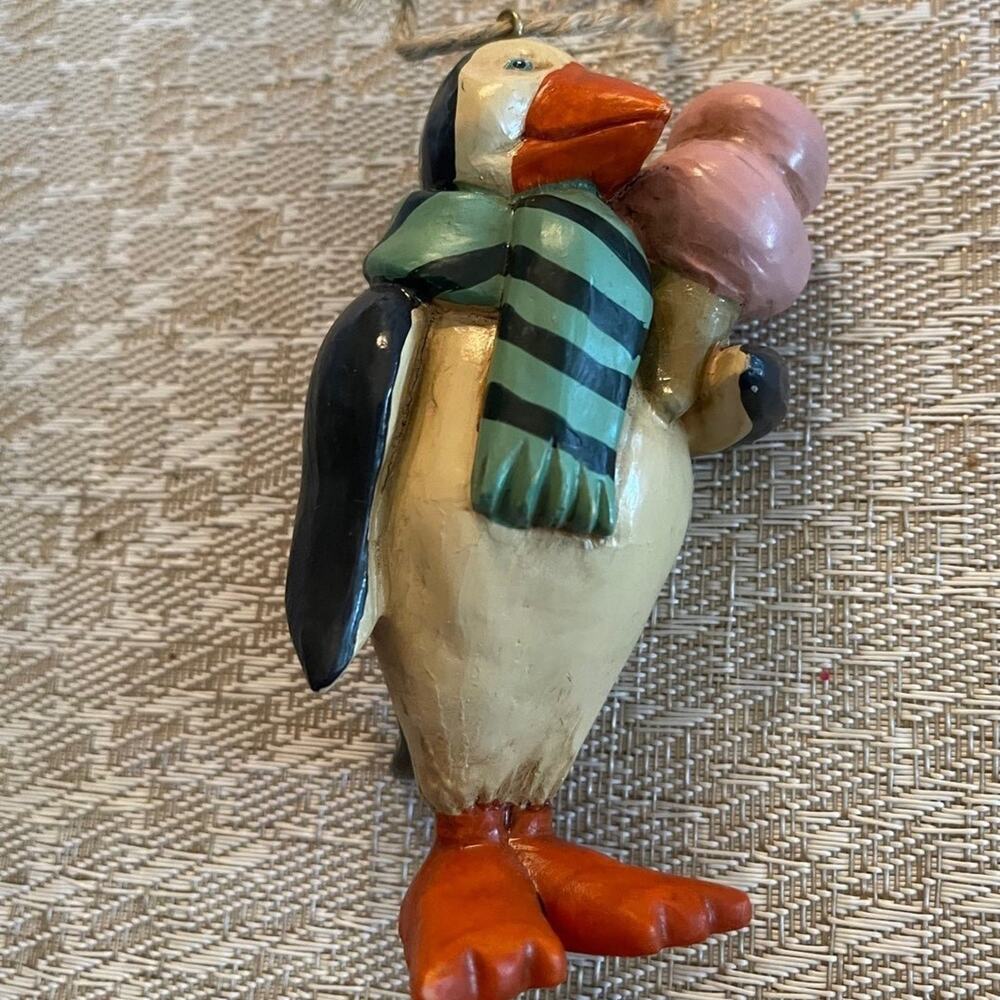 Standing Penguin Christmas ornament wood look